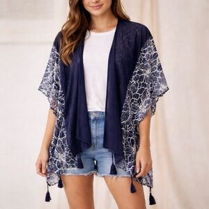 NWT Everleigh Navy Kimono / Cover Up Medium